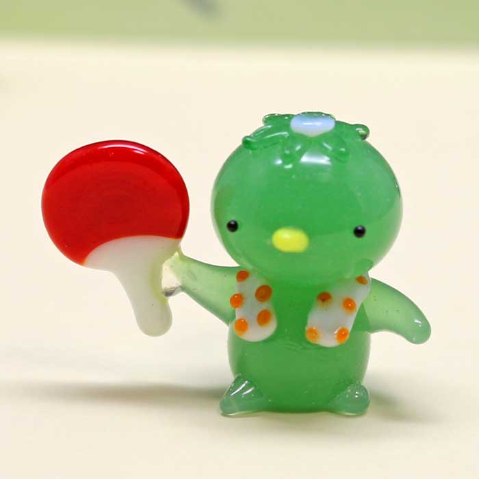 ガラス細工お祭りカッパとうちわ￥500